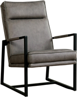 Leren design fauteuil hoge rugleuning Square - Rancho Leer Steel