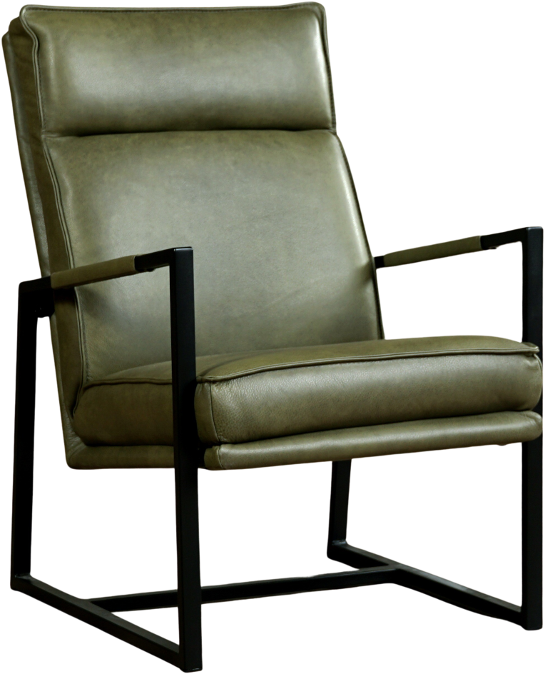 Leren design fauteuil hoge Square Vintage Leer Olive ShopX