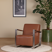 Leren industriële fauteuil Touch - Massif Leer Mittel Braun - Frame industrieel