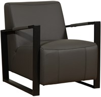 Leren industriële fauteuil Touch - Toledo Leer Antracite - Frame zwart