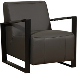 Leren industriële fauteuil Touch - Toledo Leer Antracite - Frame zwart