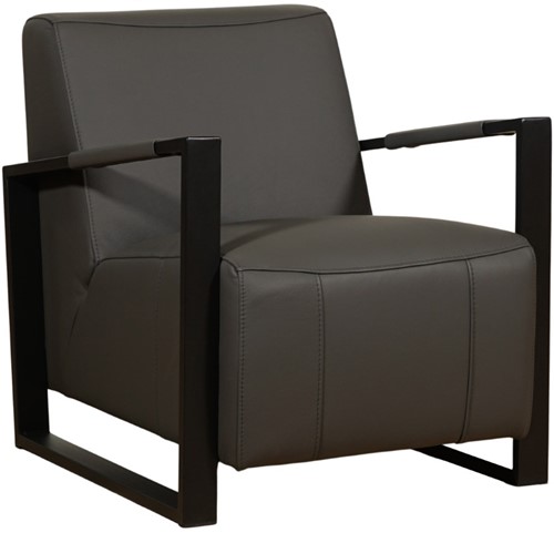 Leren industriële fauteuil Touch - Toledo Leer Antracite - Frame zwart