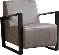 Leren industriële fauteuil Touch - Rancho Leer Steel - Frame zwart