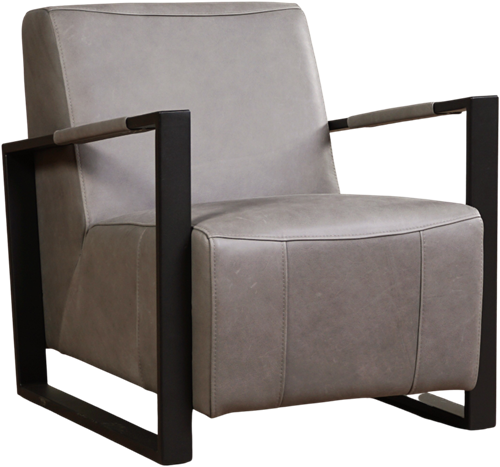 Leren industriële fauteuil Touch - Rancho Leer Steel - Frame zwart