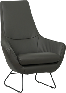 Donkergrijze leren moderne fauteuil Trust - staal zwart - Toledo Leer Antracite (donkergrijs leer)