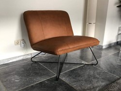Leren fauteuil zonder armleuning met kruisframe - bruin leer