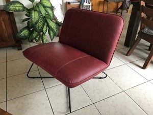 Leren fauteuil smile 80 112 rood, rood leer, rode stoel
