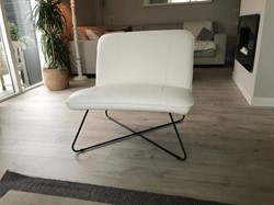 Leren fauteuil zonder armleuning met kruisframe - wit leer
