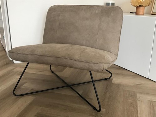 Leren fauteuil zonder armleuning met kruisframe - bruin leer