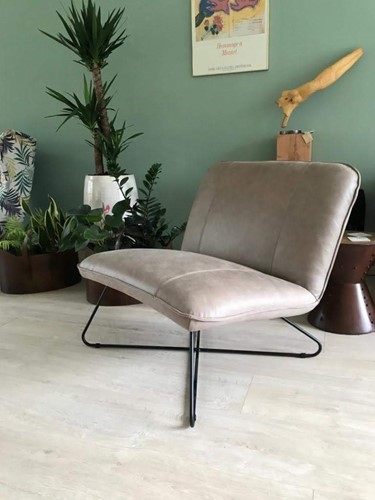Leren fauteuil zonder armleuning met kruisframe - bruin leer