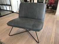 Leren fauteuil zonder armleuning met kruisframe - grijs leer