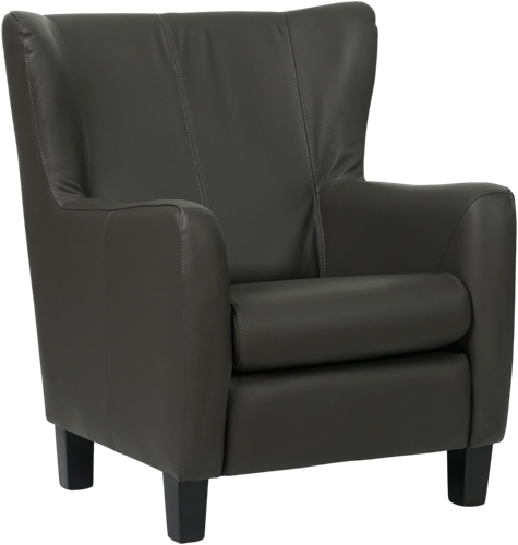 Leren oorfauteuil Hug - Hermes Leer Antracite - Hout zwart