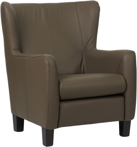 Leren oorfauteuil Hug - Toledo Leer Moss - Hout zwart