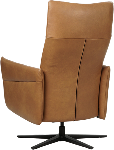 Leren relaxfauteuil Ease met geintegreerd voetenbank - Granada leer Sahara - Small - Stervoet mat zwart-3