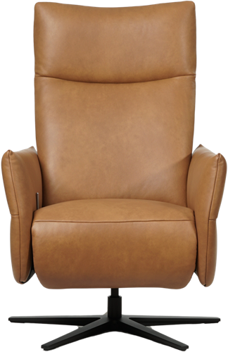 Leren relaxfauteuil Ease met geintegreerd voetenbank - Granada leer Sahara - Medium - Stervoet mat zwart-2