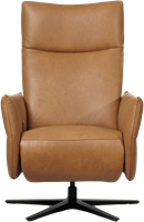 Leren relaxfauteuil Ease met geintegreerd voetenbank - Granada leer Sahara - Small - Stervoet mat zwart-2