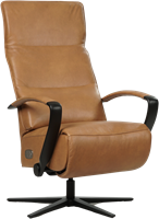 Leren relaxfauteuil Matrix - Elektrisch - Granada Sahara (cognac) - Maat, small - Stervoet mat zwart