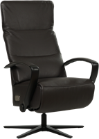 Leren relaxfauteuil Matrix - Elektrisch - Massif Marron (donkerbruin) - Maat, large - Stervoet mat zwart