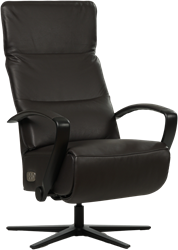 Leren relaxfauteuil Matrix - Elektrisch - Massif Marron (donkerbruin) - Maat, large - Stervoet mat zwart