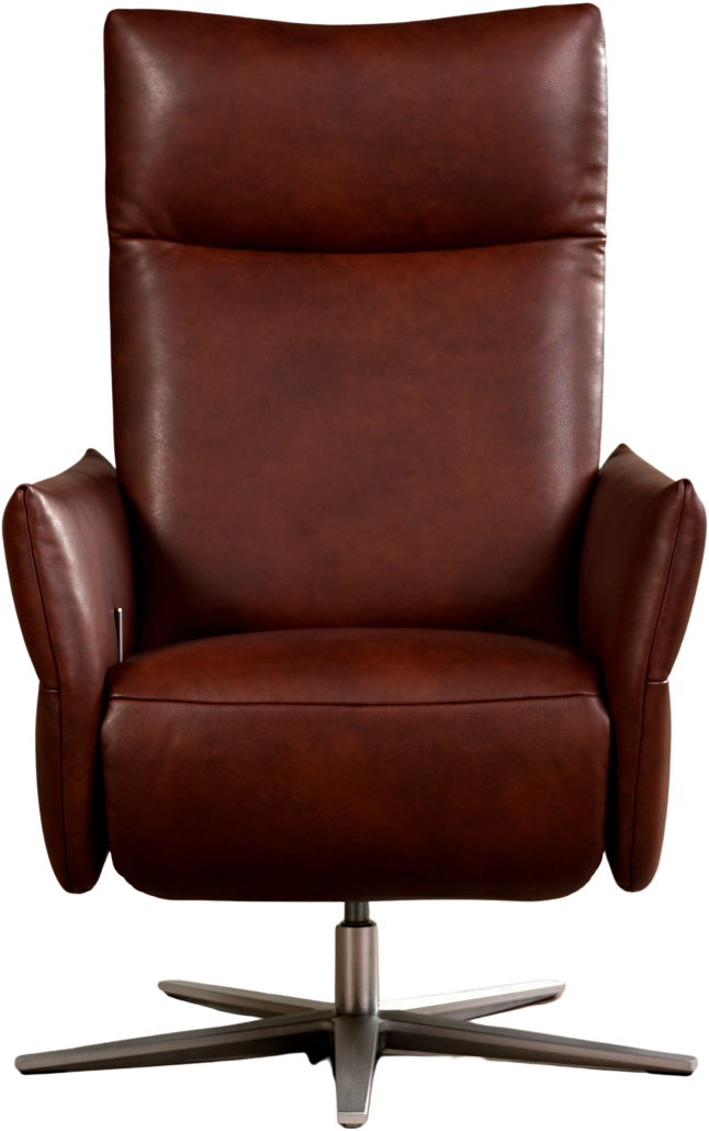 Leuren Overdreven Indica Leren relaxfauteuil Ease met geintegreerd voetenbank - Granada leer Cognac  - Large - Stervoet geborsteld RVS ShopX