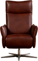 Leren relaxfauteuil Ease met geintegreerd voetenbank - Granada leer Cognac - Large - Stervoet geborsteld RVS-2