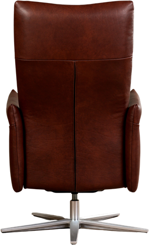 Leren relaxfauteuil Ease met geintegreerd voetenbank - Granada leer Cognac - Large - Stervoet geborsteld RVS-3