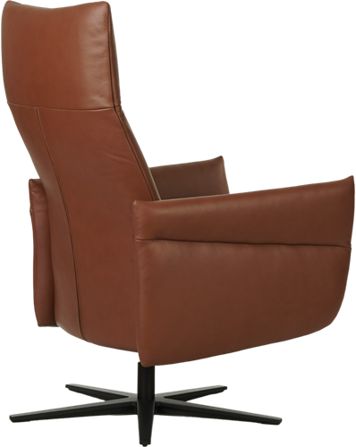 Leren relaxfauteuil Ease met geintegreerd voetenbank - Massif Leer Armagnac - Large - Stervoet mat zwart-2
