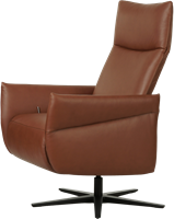 Leren relaxfauteuil Ease met geintegreerd voetenbank - Massif Leer Armagnac - Large - Stervoet mat zwart-3