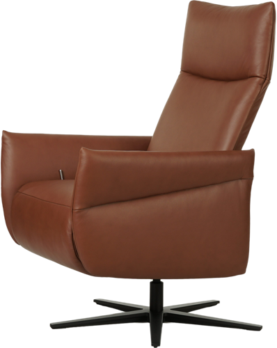Leren relaxfauteuil Ease met geintegreerd voetenbank - Massif Leer Armagnac - Large - Stervoet mat zwart-3