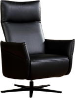 Leren relaxfauteuil Ease met geintegreerd voetenbank - Toledo Leer Moss - Large - Stervoet chroom