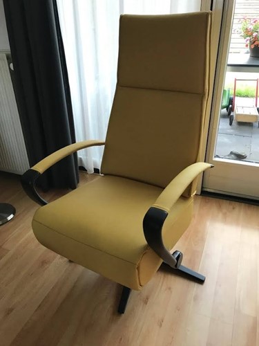 Leren relaxfauteuil met stalen frame - geel leer