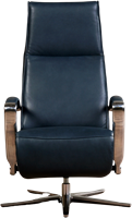 Leren relaxfauteuil Idol met geintegreerd voetenbank - Granada leer Blue - Small - Frame chroom - Stervoet chroom-2