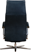 Leren relaxfauteuil Idol met geintegreerd voetenbank - Granada leer Blue - Small - Frame chroom - Stervoet chroom-3