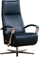Leren relaxfauteuil Idol met geintegreerd voetenbank - Elegance Cognac (cognac) - Maat, small - Frame chroom - Stervoet chroom