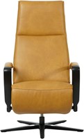 Leren relaxfauteuil Idol met geintegreerd voetenbank - Granada Amber (cognac) - Maat, small - Frame mat zwart - Stervoet mat zwart-2