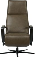 Leren relaxfauteuil Idol met geintegreerd voetenbank - Granada leer Ash - Medium - Frame mat zwart - Stervoet mat zwart-2