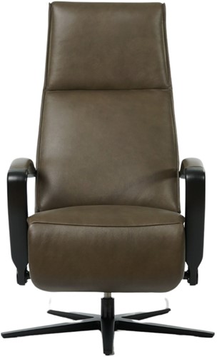 Leren relaxfauteuil Idol met geintegreerd voetenbank - Granada leer Ash - Medium - Frame mat zwart - Stervoet mat zwart-2