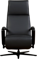 Leren relaxfauteuil Idol met geintegreerd voetenbank - Massif Leer Graphite - Medium - Frame mat zwart - Stervoet mat zwart-2