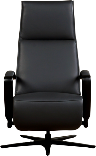 Leren relaxfauteuil Idol met geintegreerd voetenbank - Massif Leer Graphite - Medium - Frame mat zwart - Stervoet mat zwart-2