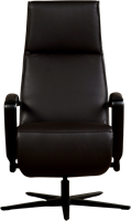 Leren relaxfauteuil Idol met geintegreerd voetenbank - Massif Leer Marron - Large - Frame mat zwart - Stervoet mat zwart-2