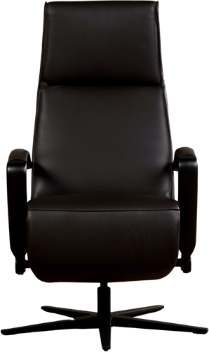 Leren relaxfauteuil Idol met geintegreerd voetenbank - Massif Leer Marron - Large - Frame mat zwart - Stervoet mat zwart-2