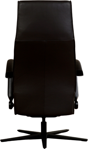 Leren relaxfauteuil Idol met geintegreerd voetenbank - Massif Leer Marron - Large - Frame mat zwart - Stervoet mat zwart-3
