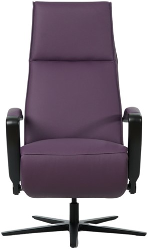 Leren relaxfauteuil Idol met geintegreerd voetenbank - Toledo Leer Aubergine - Medium - Frame mat zwart - Stervoet mat zwart-2
