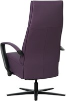 Leren relaxfauteuil Idol met geintegreerd voetenbank - Toledo Leer Aubergine - Medium - Frame mat zwart - Stervoet mat zwart-3