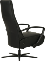 Leren relaxfauteuil Idol met geintegreerd voetenbank - Toledo Leer Nero - Small - Frame mat zwart - Stervoet mat zwart-2