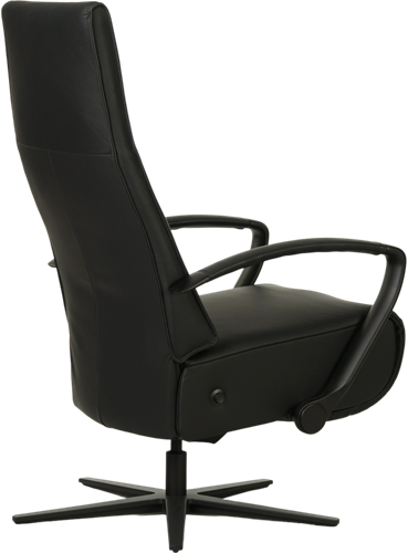 Leren relaxfauteuil Idol met geintegreerd voetenbank - Toledo Leer Nero - Small - Frame mat zwart - Stervoet mat zwart-2