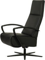 Leren relaxfauteuil Idol met geintegreerd voetenbank - Toledo Leer Nero - Small - Frame mat zwart - Stervoet mat zwart-3