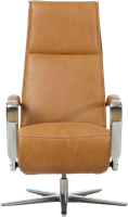 Leren relaxfauteuil Idol met geintegreerd voetenbank - Vintage Leer Cognac - Medium - Frame chroom - Stervoet chroom-2