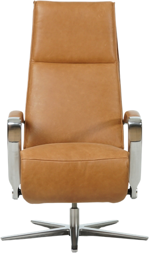 Leren relaxfauteuil Idol met geintegreerd voetenbank - Vintage Leer Cognac - Medium - Frame chroom - Stervoet chroom-2