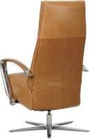 Leren relaxfauteuil Idol met geintegreerd voetenbank - Vintage Leer Cognac - Medium - Frame chroom - Stervoet chroom-3
